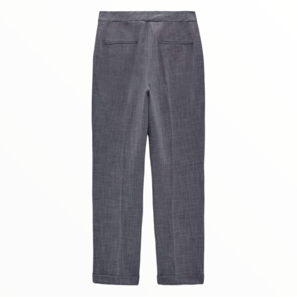 Zara Navy Ankle Cuffed/Cropped Pants Tailored Fit Size 12 - Picture 3 of 6